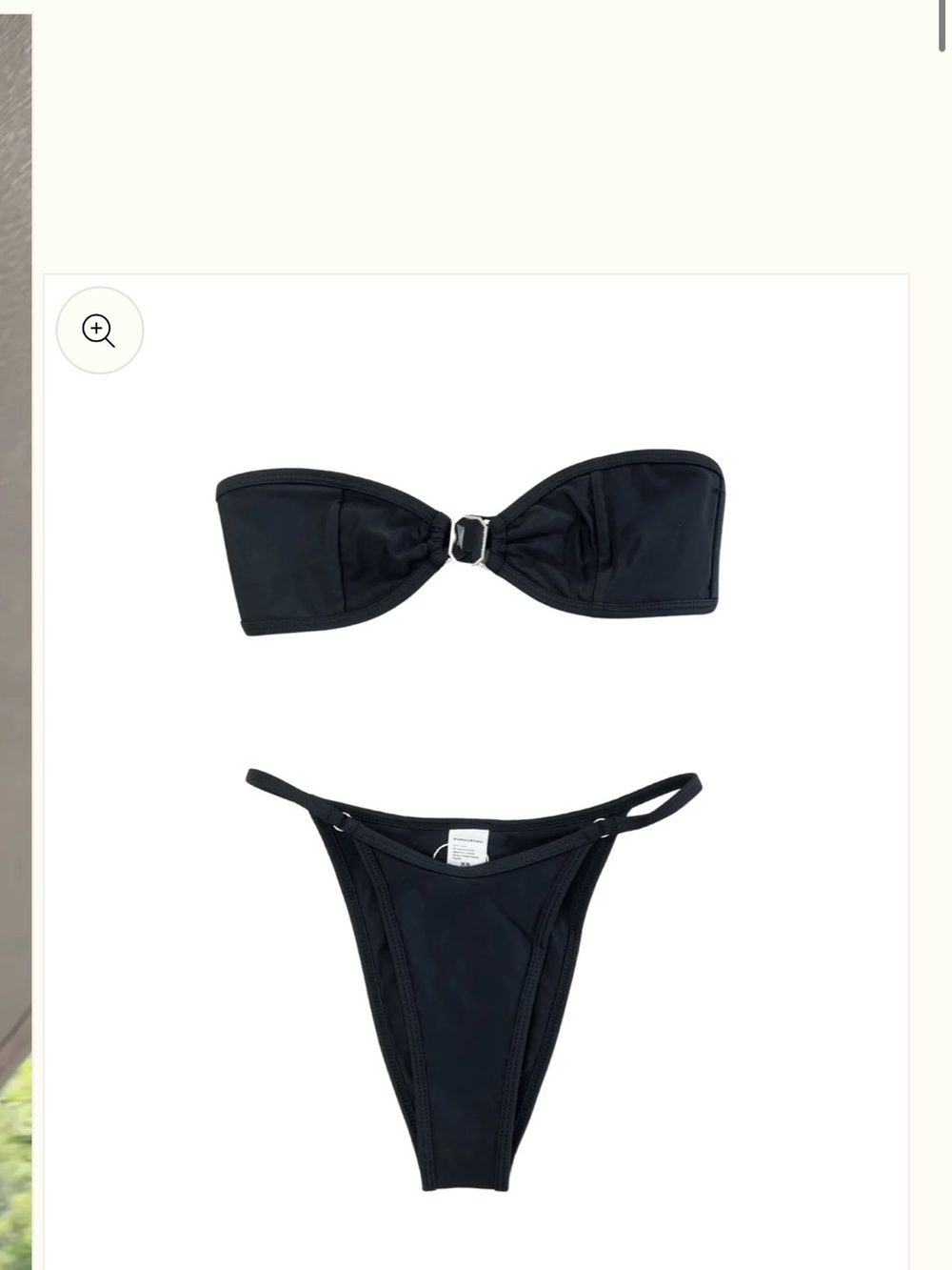 Strawberry Milk Mob Black Bandeau Bikini with Center Buckle